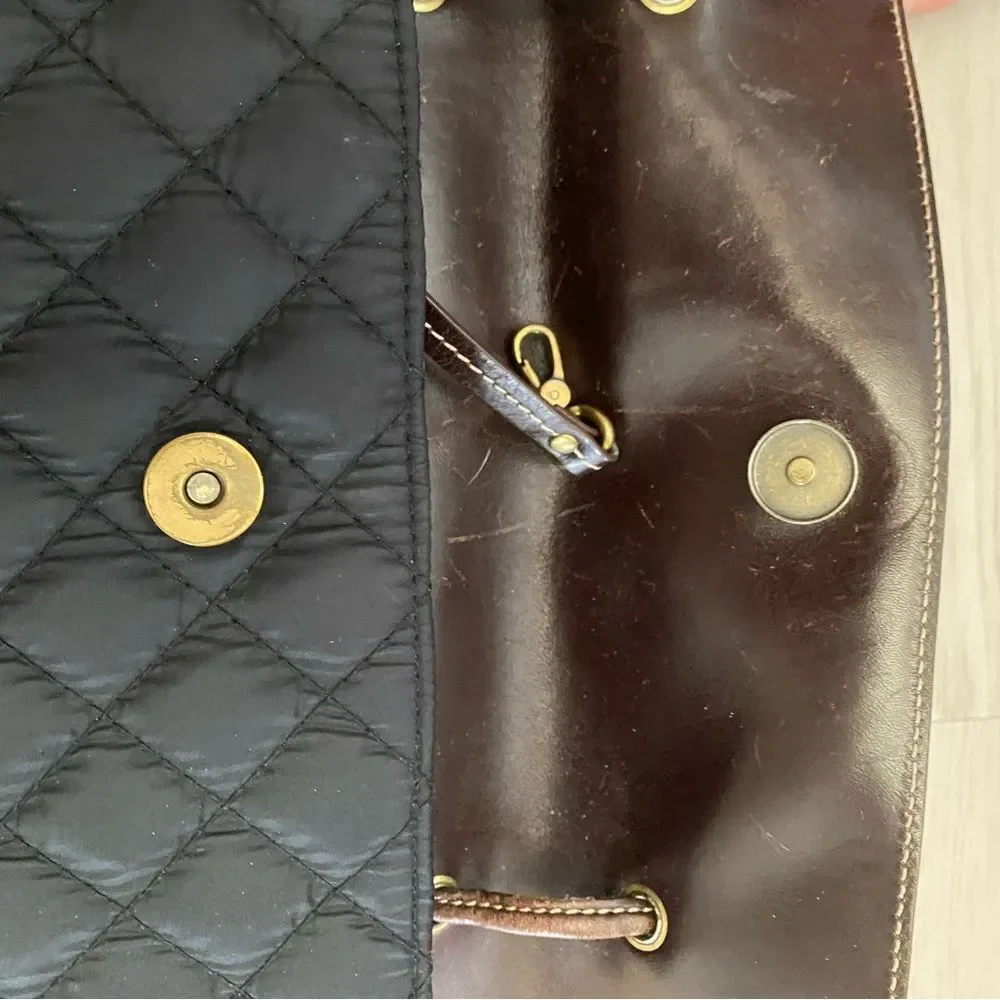 Lands End Quilted Crossbody Shoulder Bag in Black and Brown